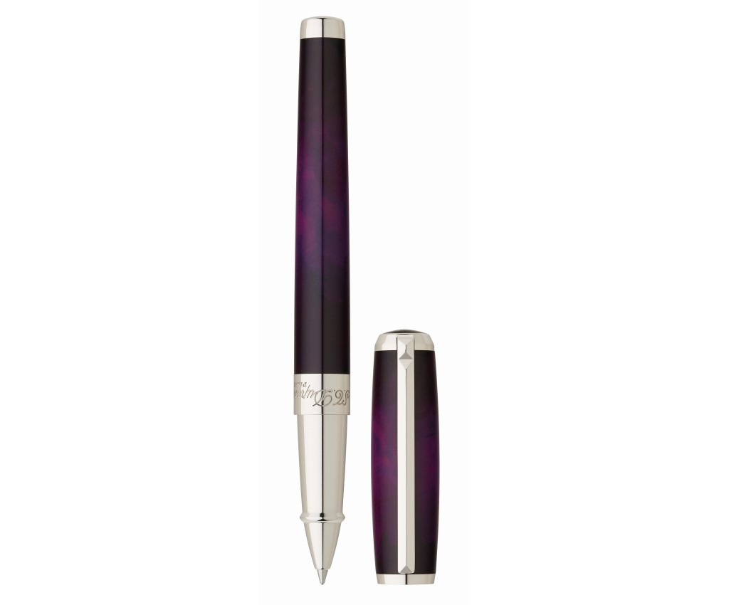 Line D Large Atelier Aubergine Lacquer Yellow Rollerball Point Pen